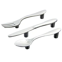 3 pcs silver kitchen cabinet drawer pull handles knobs knife fork spoon