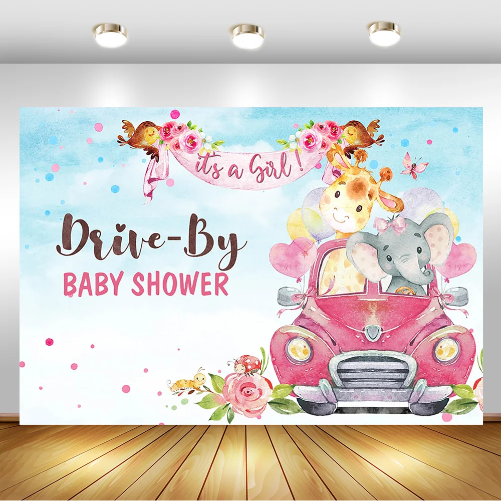 Лесной детский душ фон красный грузовик сафари животное Вечеринка для