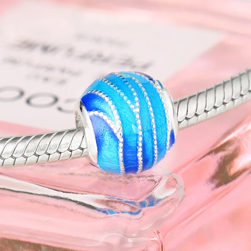 Женский серебряный светло голубой светлый шарик в форме лампворк подходящий для