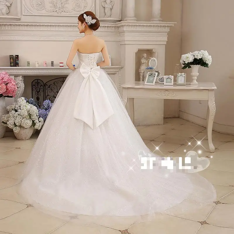 

Wedding Dress 2021 New Sleeveless Tulle Strapless Court Train Floor Lace Ball Gown Wedding Dress