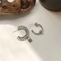retro hip hop asymmetric lock modelling stud earrings temperament is the fashion woman jewelry gift accessories