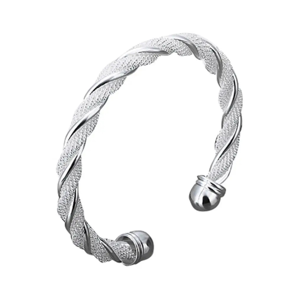 

Women's Fashion Simple Silver Plated Twist Cuff Bangle Open Bracelet Jewelry Gift