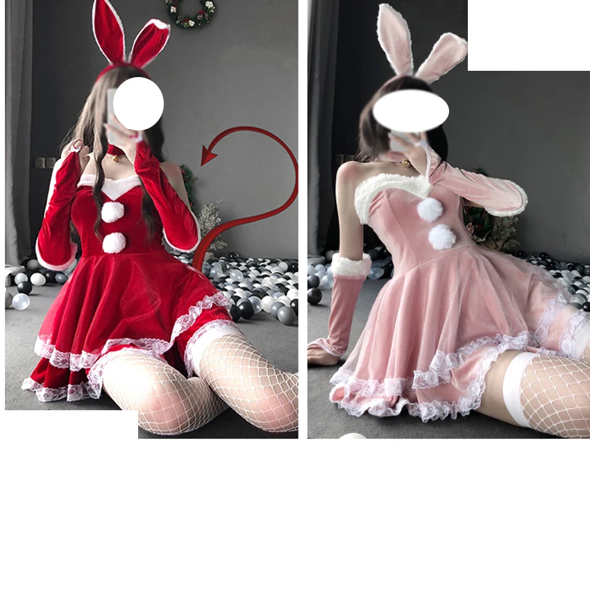 

Christmas Xmas Lady Santa Claus Cosplay Costume Sexy Lingerie Bunny Girl Tube Dress Maid Waitress Uniform