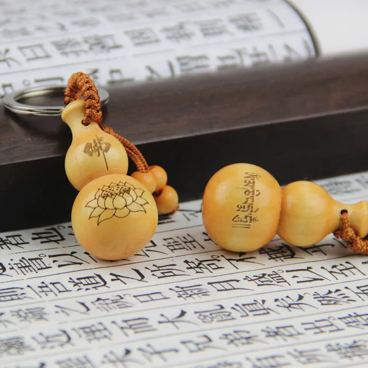 Автомобильная цепочка для ключей подвеска Fu Lu Shou из черного персикового дерева