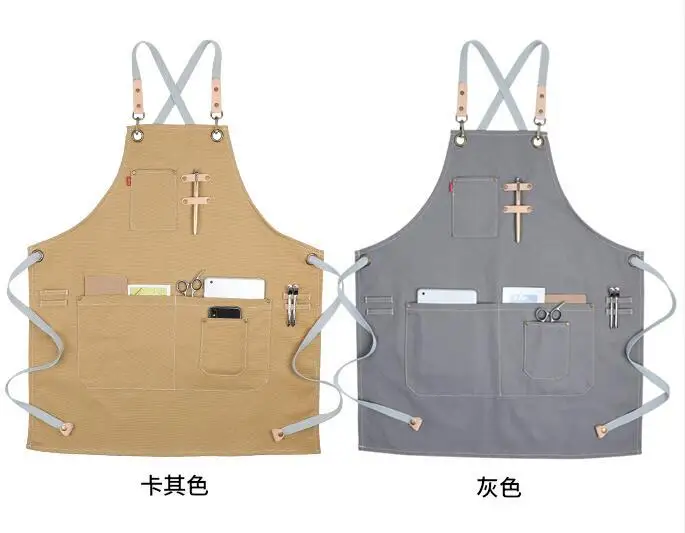 Korean-Style Belt Jean Apron Cotton Canvas Apron Kitchen Food Baking Stain-Resistant enlarge
