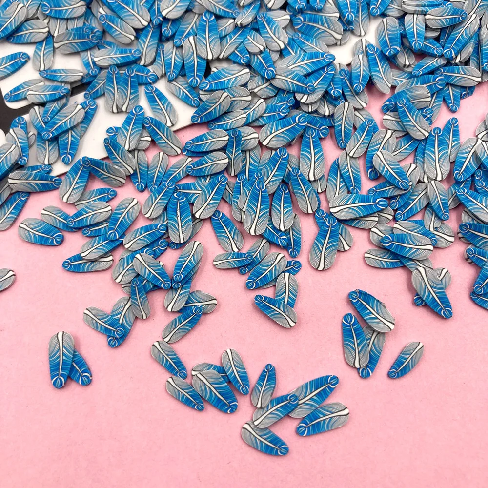 

50g Blue Feather Slices Polymer Hot Clay Sprinkles for Crafts DIY Making Scrapbooking Phone Nail Art Decorations Hot Sale :8mm
