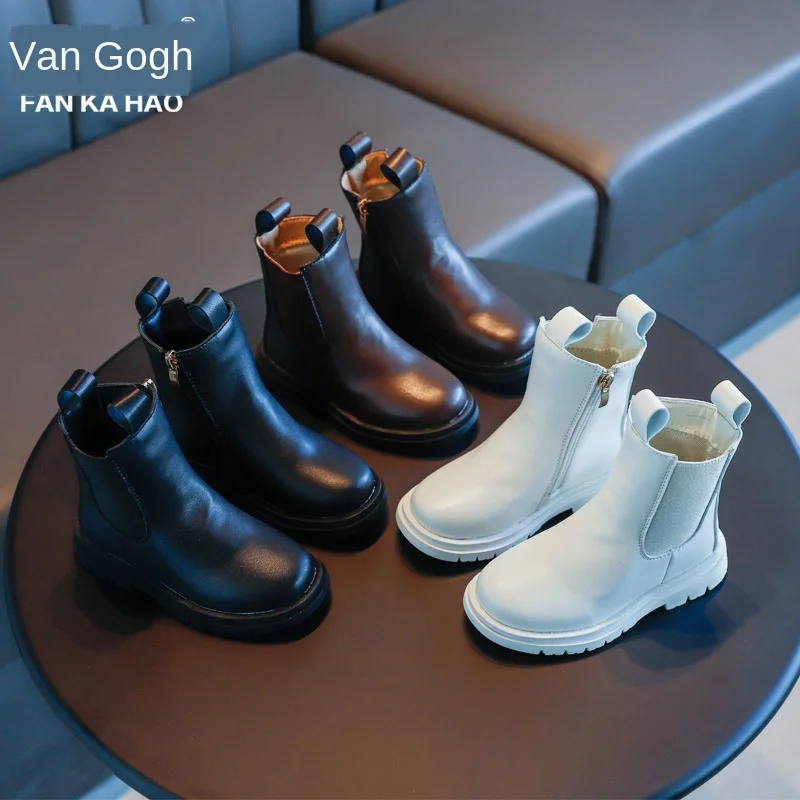 

2020 Autumn New Pure color casual Roman shoes in the big boy and girl boots girls cowboy boots baby boy shoes
