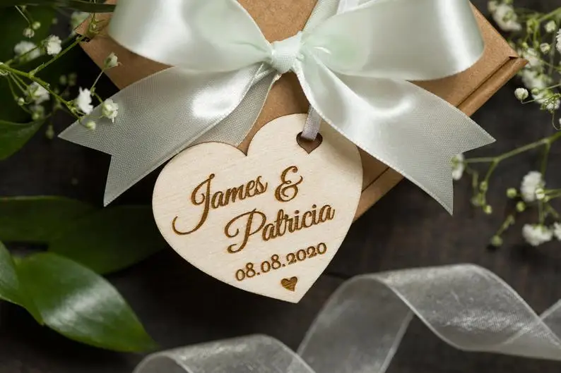 Бирки на заказ для свадьбы с сердцем бирки именами пар сувениры благодарностью