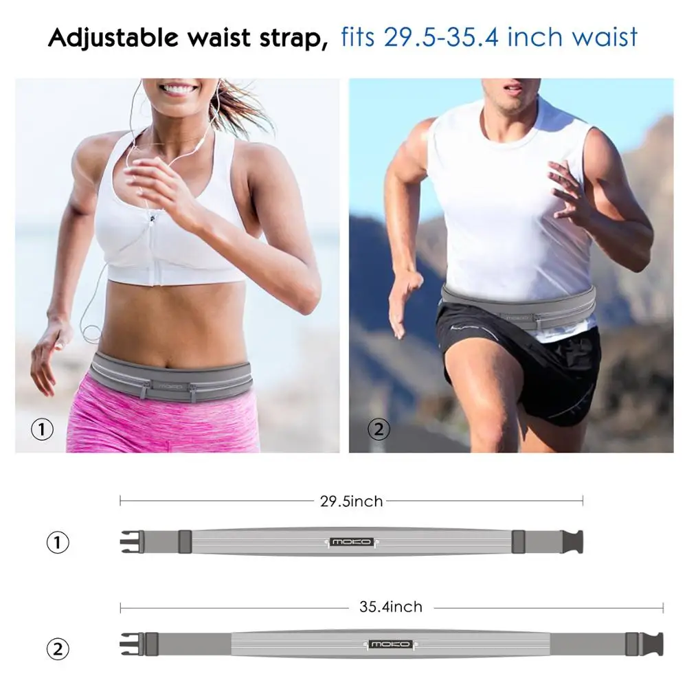 MoKo спортивный беговой пояс наружный двойной мешочек Sweatproof светоотражающий