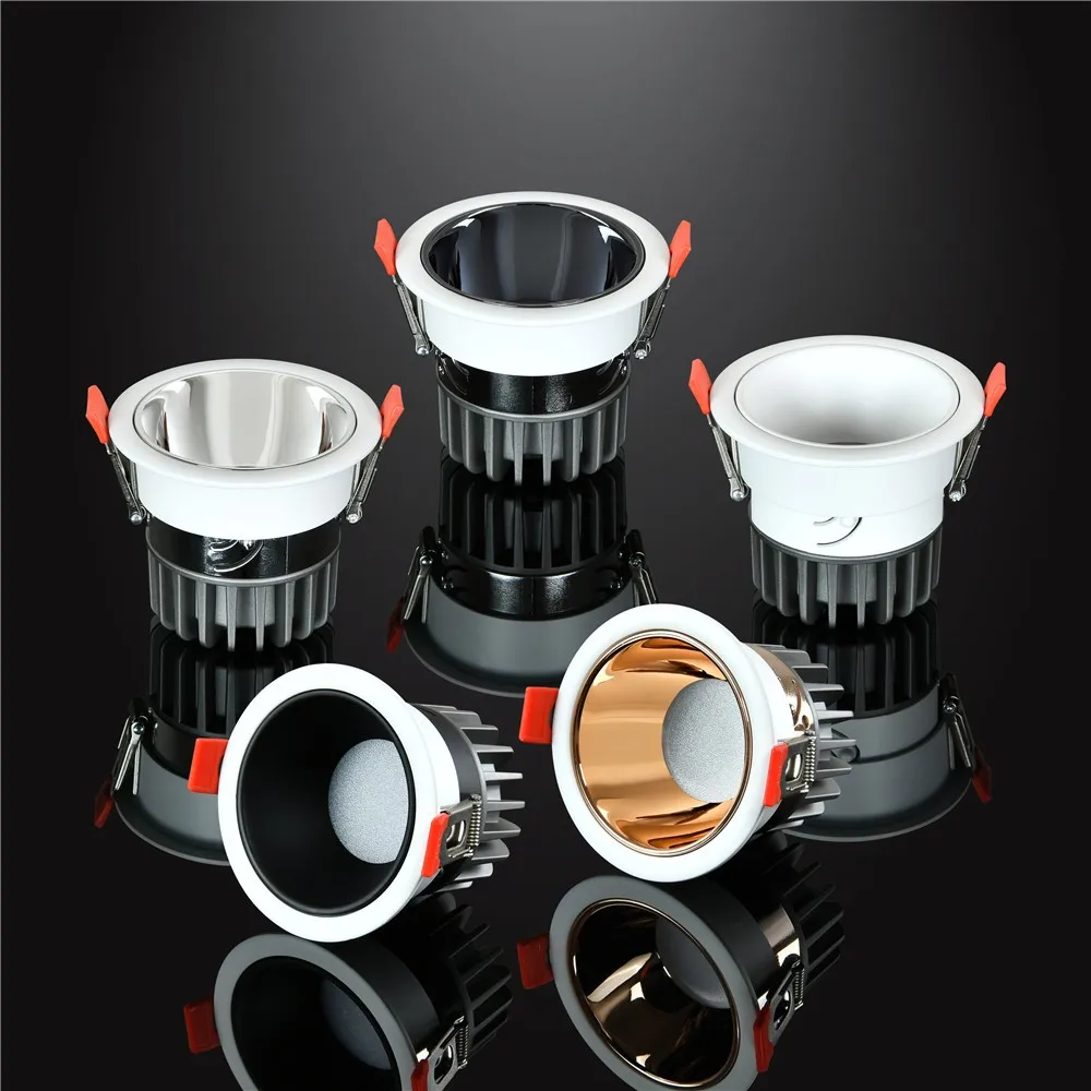 

Dimmable Recessed LED Downlight 7W10W12W Modern Silver Anti-Glare Spotlight AC85-265V Nordic Indoor Lighting Living Room Bedroom