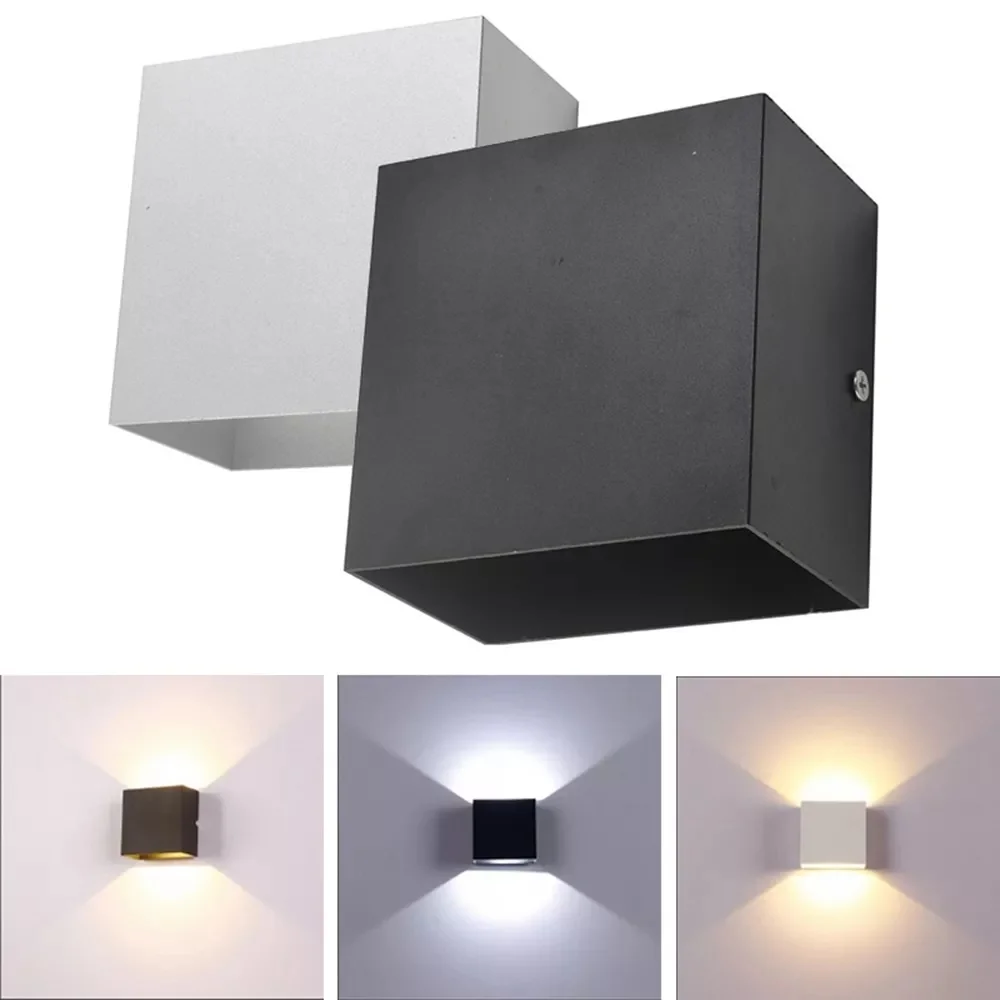 

Dimmable 6W 85-265V Cube COB LED Indoor Lighting White/Black Wall Lamp Modern Home Lighting Decoration Sconce Lamp
