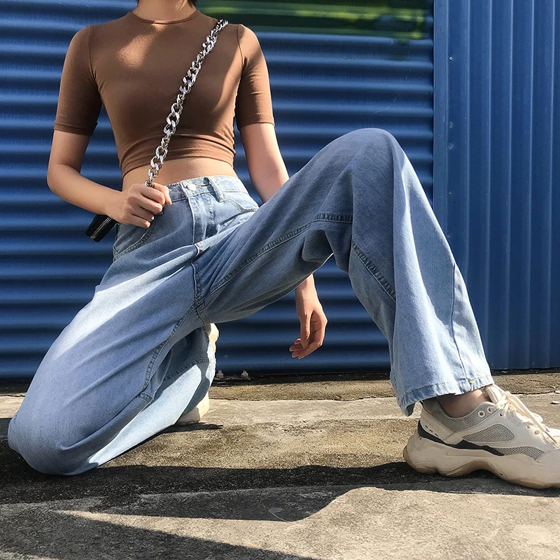 

Loose Wide Leg Pants Jeans Woman Cotton Boyfriend Jeans For Women Streetwear Womens Mom Jeans Denim 2021 Korean