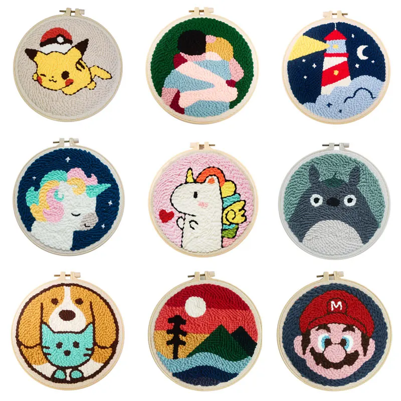 

Punch Needle Embroidery Kit with Yarn for Beginners Easy Embroidery DIY Needlework Wool Work Home Decor Custom Embroidery