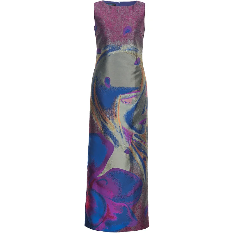 

2020 Women Jacquard Straight Dress Summer Chinese Style Thin Waist Elegance Dresses Sexy Split wedding Evening Dress DZ2531