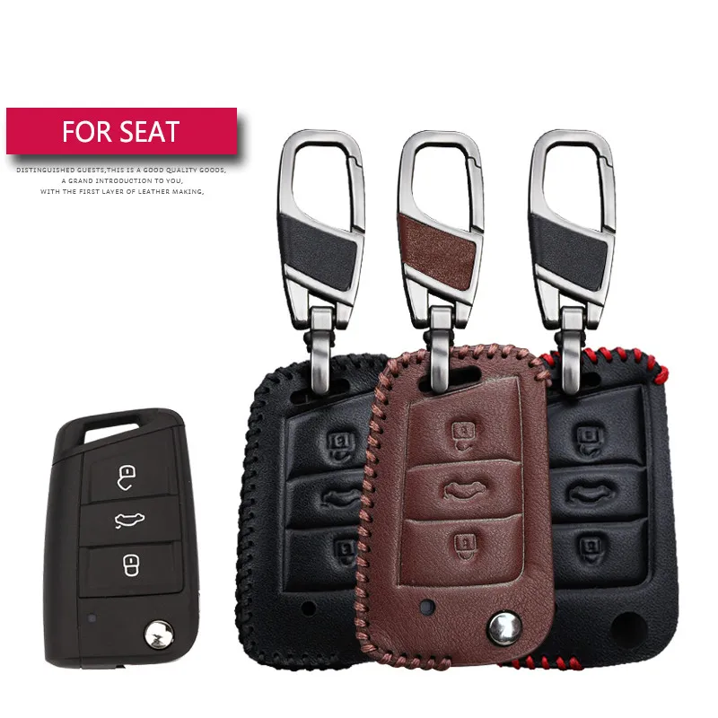 Кожаный чехол для автомобильного брелка ключей Seat Leon Fr 5F 2 1M MK2 MK3 MK4 MK1 Ibiza 6J Ateca Arona