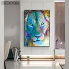 Акварельный Лев, настенное художественное изображение животного, Постер в скандинавском стиле, цветной холст с принтом животных, Современное украшение для дома