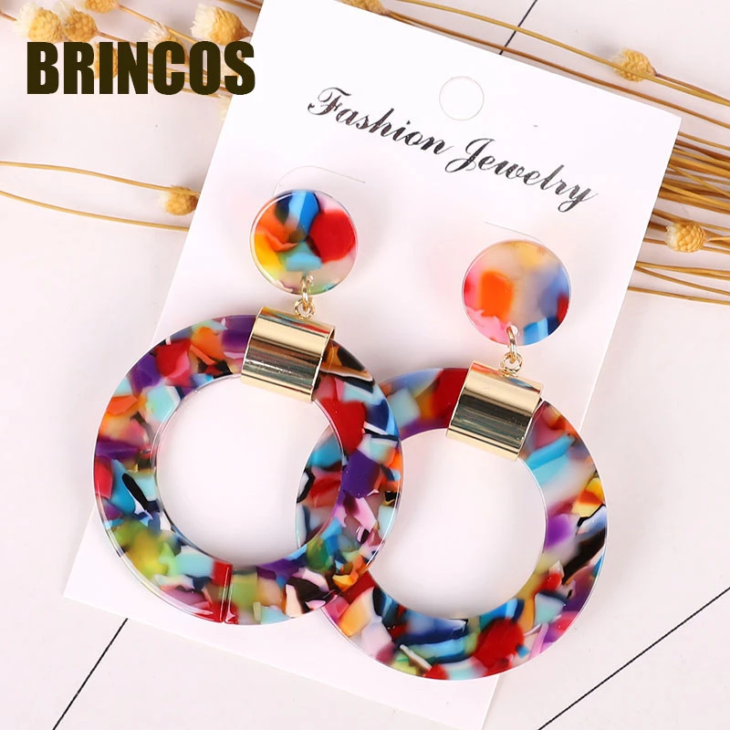 11 Версия handmadeCC сережки blueearringsblueearrings акриловые серьги женские орнаменты богемные золотые осыпающиеся ретро звезды корейские - Окраска металла: 11