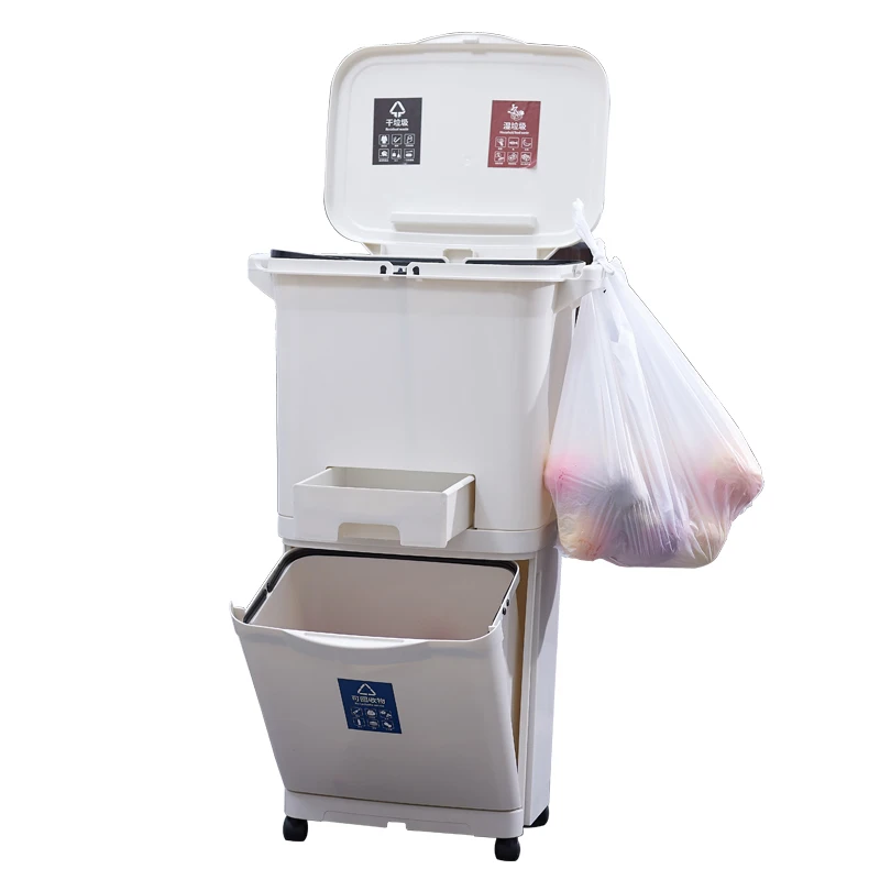 

Recycling Creative Kitchen Trash Can with Lid Luxury Trash Recycle Waste Container Large Double Tacho De Basura Storage ED50TC