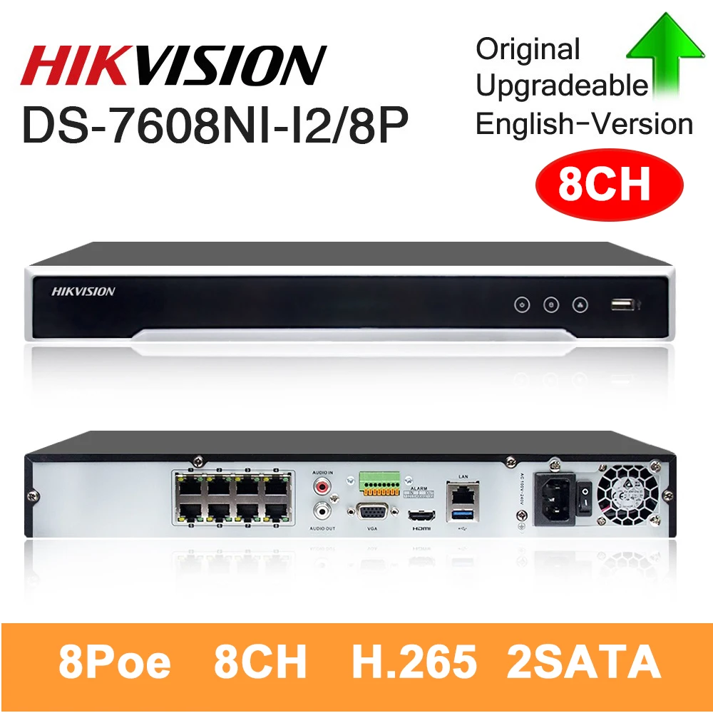 

Hikvision NVR DS-7608NI-I2/8P 4K Network Video Recorder 8CH 2SATA 8 PoE Port H.265 Plug and Play nvr hikvision for CCTV Original