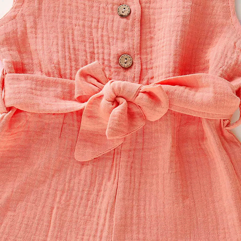 

Summer Infant Baby Boys&Girls Sleeveless Ruffles Solid Romper Jumpsuit Clothes