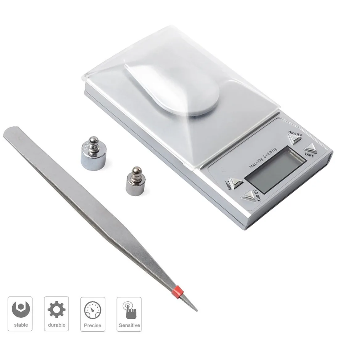 

High Precision 10G 0.001g LCD Digital Jewelry Scale Lab Gold Herb Balance Blue Backlight Weight Gram with backup light