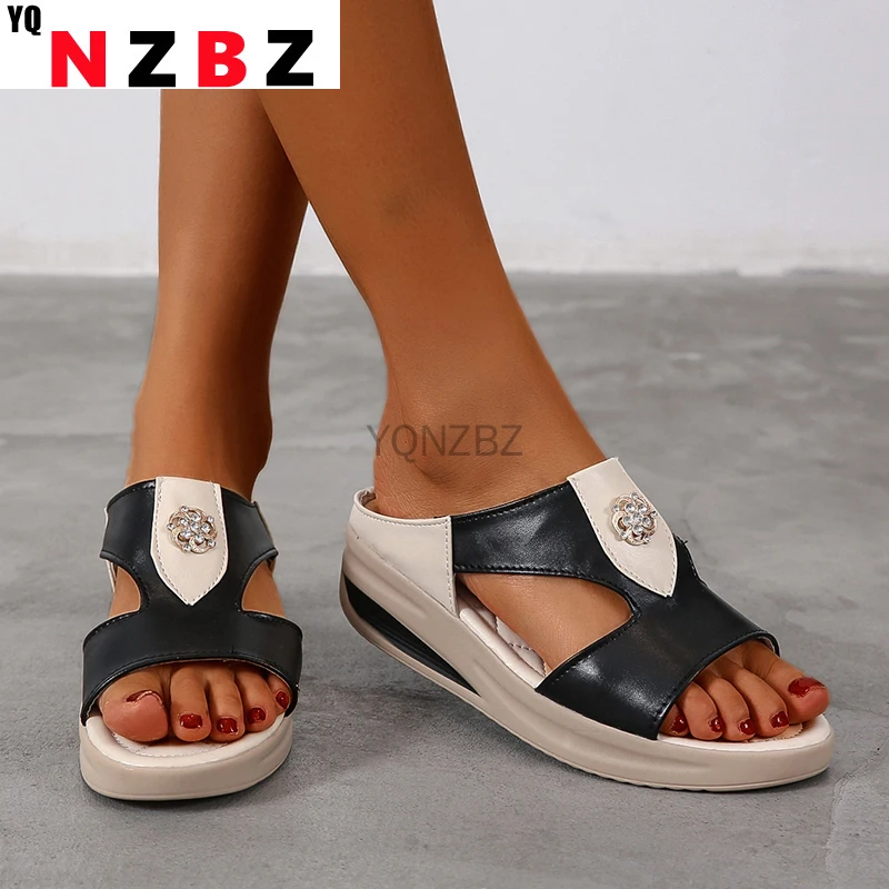 

Женские летние сандалии стразы, женские дышащие удобные нескользящие пляжные сандалии для прогулок, женская обувь, новинка 2021