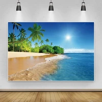 laeacco summer palms tree sea beach backdrop for photography nature scenery sun blue sky tropical child backgrounds photo studio