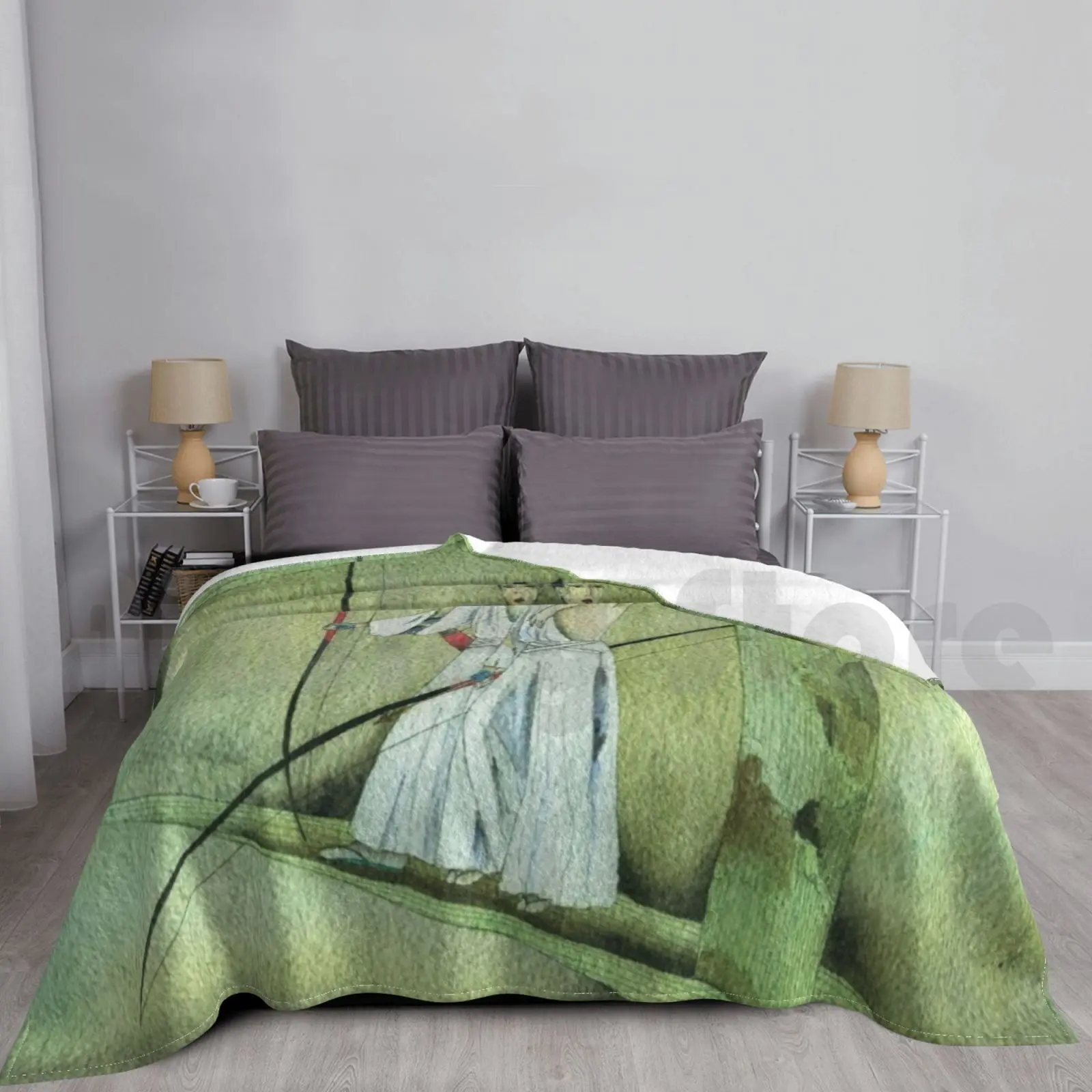 Одеяло Soul Mate для дивана-кровати путешествий Hollywutz Soulmates Almas Gemelas Japan Arc Longbow Hakama Heron