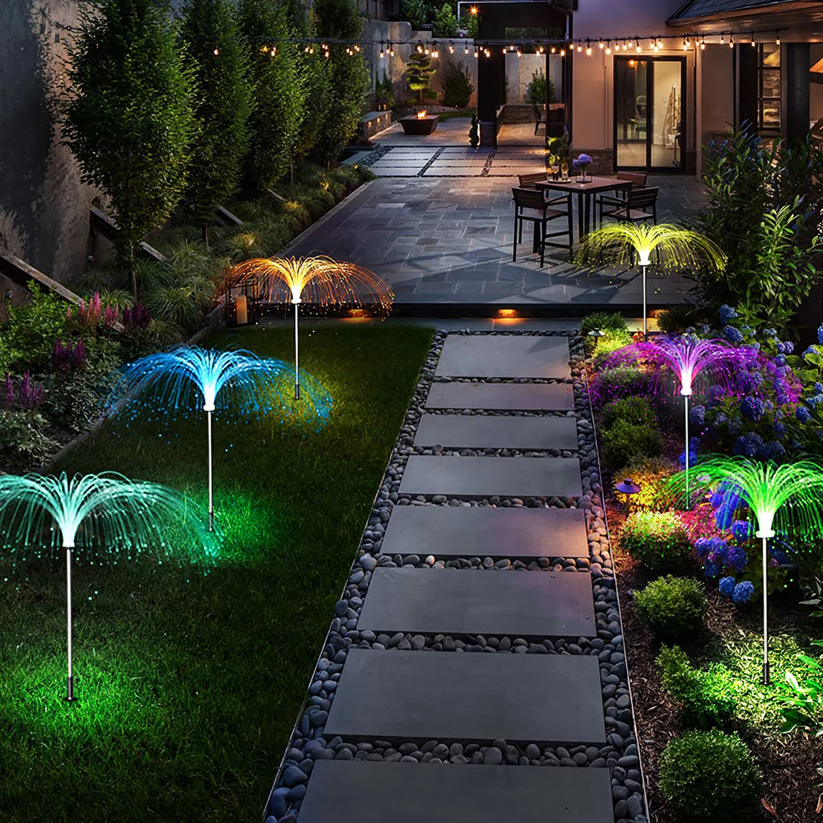 

Jellyfish Shape Colors Changing Light for Outdoor Waterproof Solar Light Fiber Optic for Yard Patio Pathway Landscape Decoration