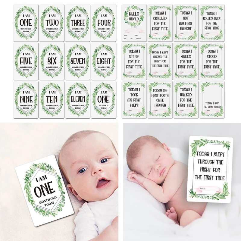 

P15C 12 Pcs Month Sticker Baby Photography Milestone Memorial Monthly Newborn Kids Commemorative Card Number Photo Props