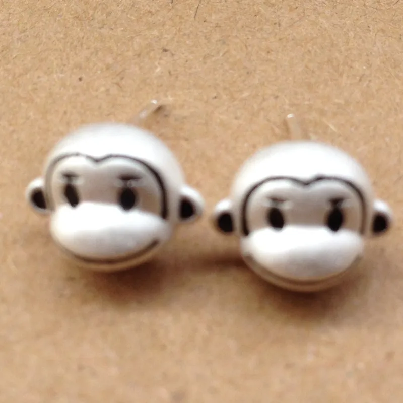 Милые серьги-гвоздики с обезьянкой для женщин ювелирные изделия женские