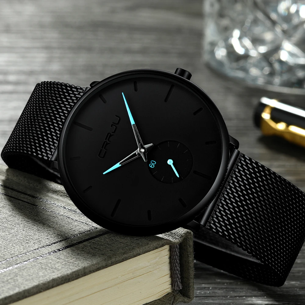 

CRRJU New Fashion Sports Mens Watches Top Brand Luxury Waterproof Simple Ultra-Thin Watch Men Quartz Clock Relogio Masculino