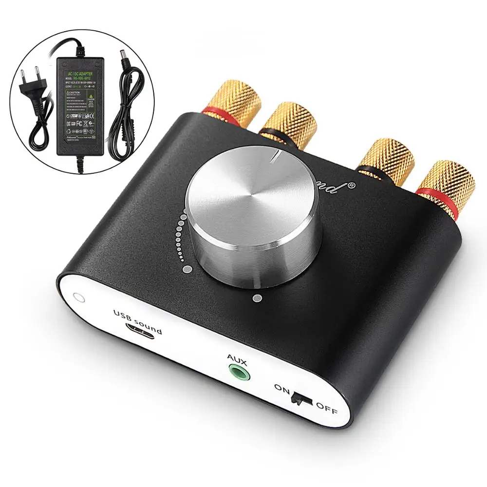 With power supply Nobsound Мини Bluetooth 5,0 цифровой усилитель Hifi стерео беспроводной аудио приемник усилитель мощности 50 Вт+ 50 Вт Автомобильные звуковые усилители - Цвет: With power supply