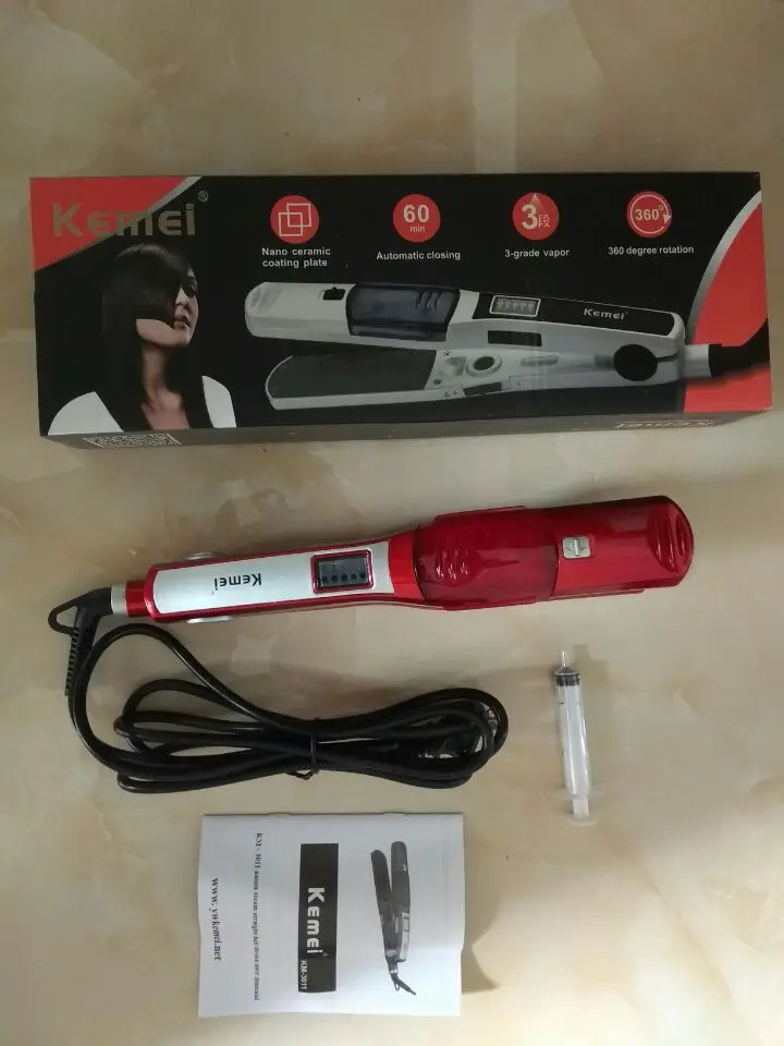 

Электрический паровой выпрямитель для волос, расческа для выпрямления волос, прямая щетка для волос с дисплеем температуры, 65 Вт