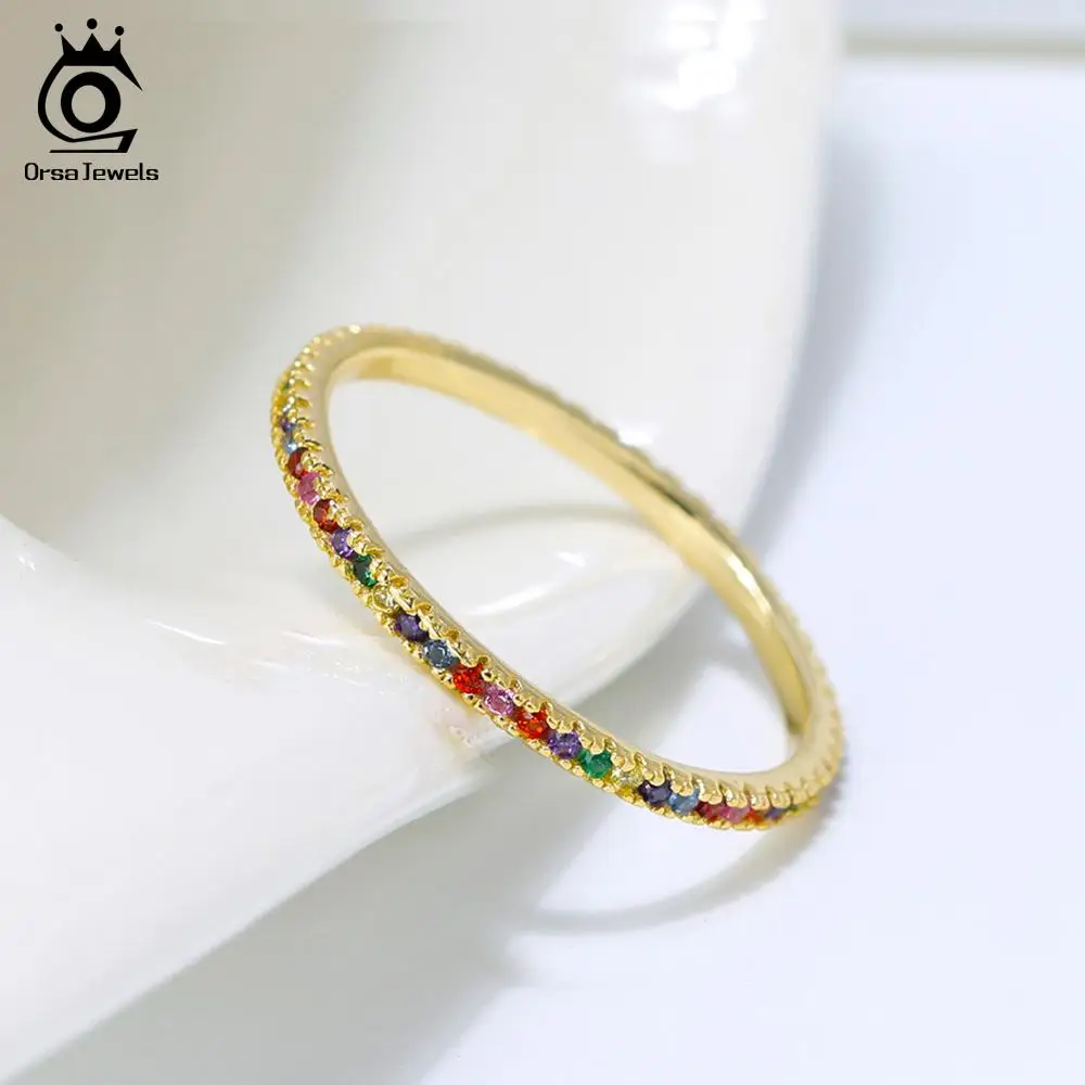 ORSA JEWELS 100% Стерлинговое Серебро 925 пробы красочные женские кольца AAAA Циркон