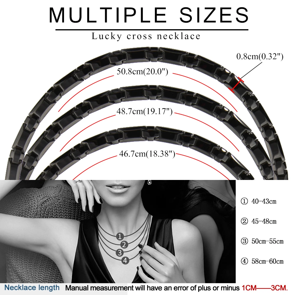 38 Новое модное черное мужское женское ожерелье из титана крест германиевая