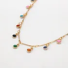 Ожерелье женское золотистое в богемном стиле, Очаровательное ожерелье с цепочкой из цветных камней ручной работы, женская бижутерия, подарок на день рождения, 2020