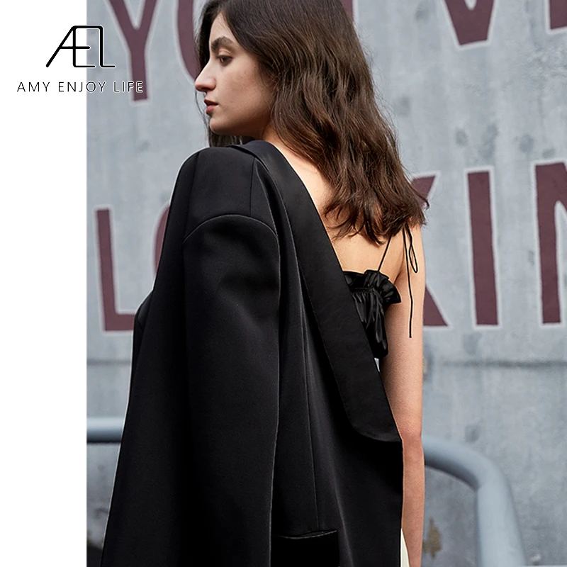 AEL black halter top women summer sexy ruffle tank tops Sleeveless Sleeveless Camisole slim Female Smocked top Clothing