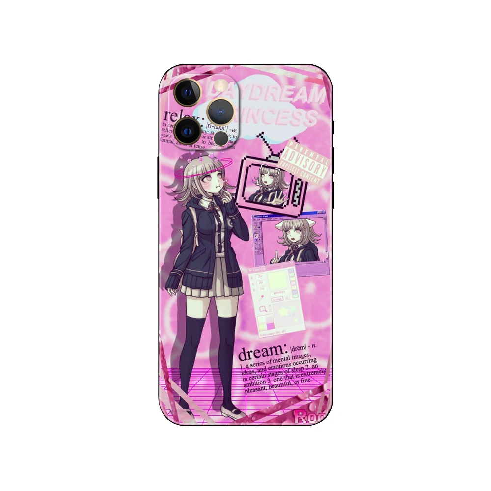 Фото Черный чехол из ТПУ для iphone 5 5s se 2020 6 6s 7 8 plus x 10 XR XS 11 12 13 mini pro MAX, задняя крышка CHIAKA NANAMI №3