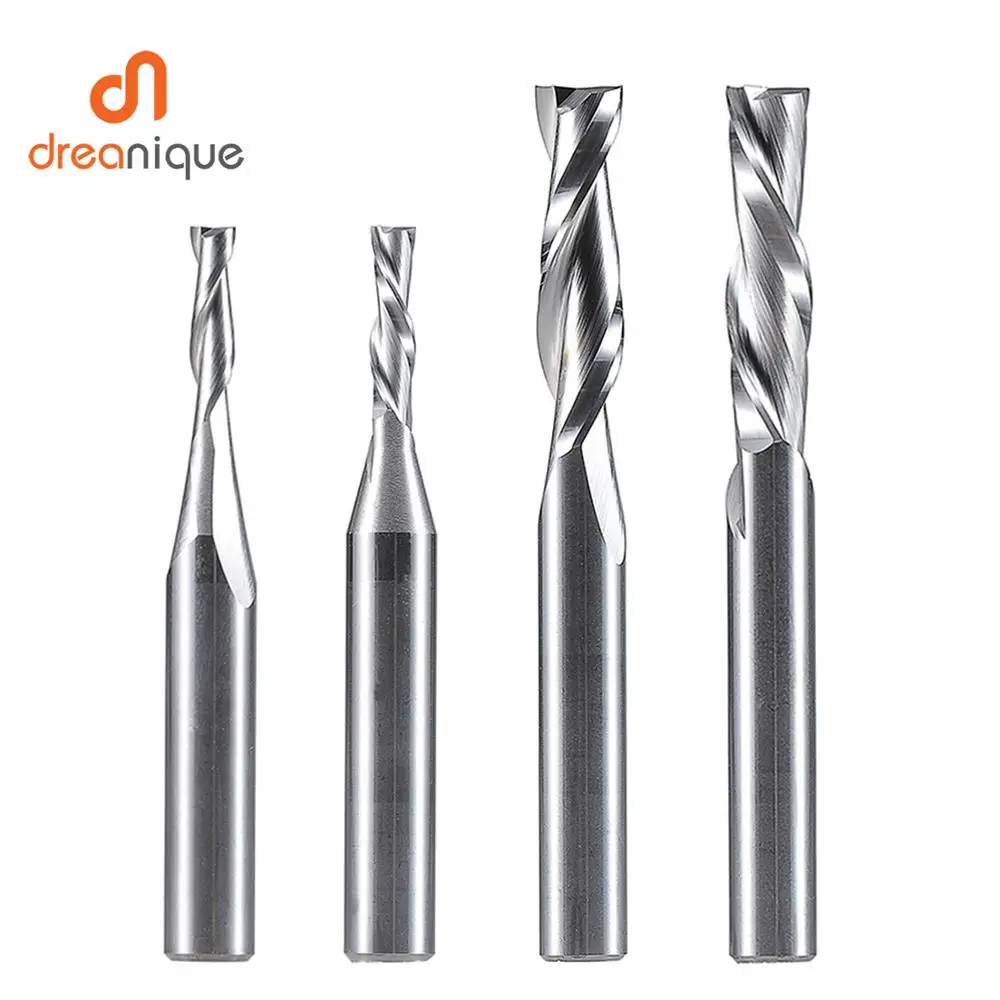 inch size UP Cut DOWN Cut Two Flutes carbide Spiral router bit 3.175mm 6.35 mm,CNC Router, Compression Wood End mill Cutter bits