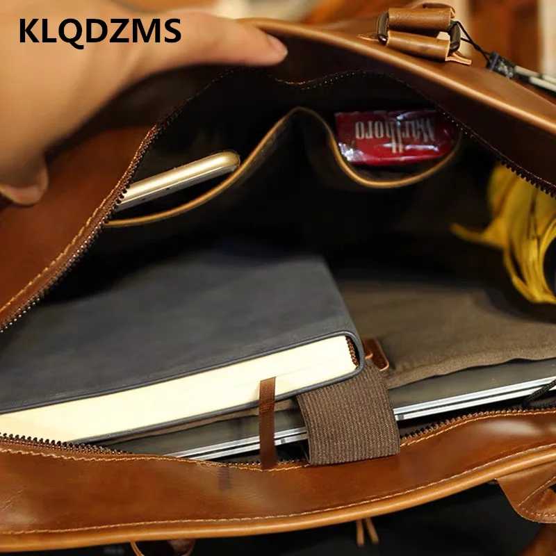 KLQDZMS Classic PU Business Handbag Casual Men Briefcases Business Laptop-Bag Office Document Bags Men Fashion Shoulder Bags