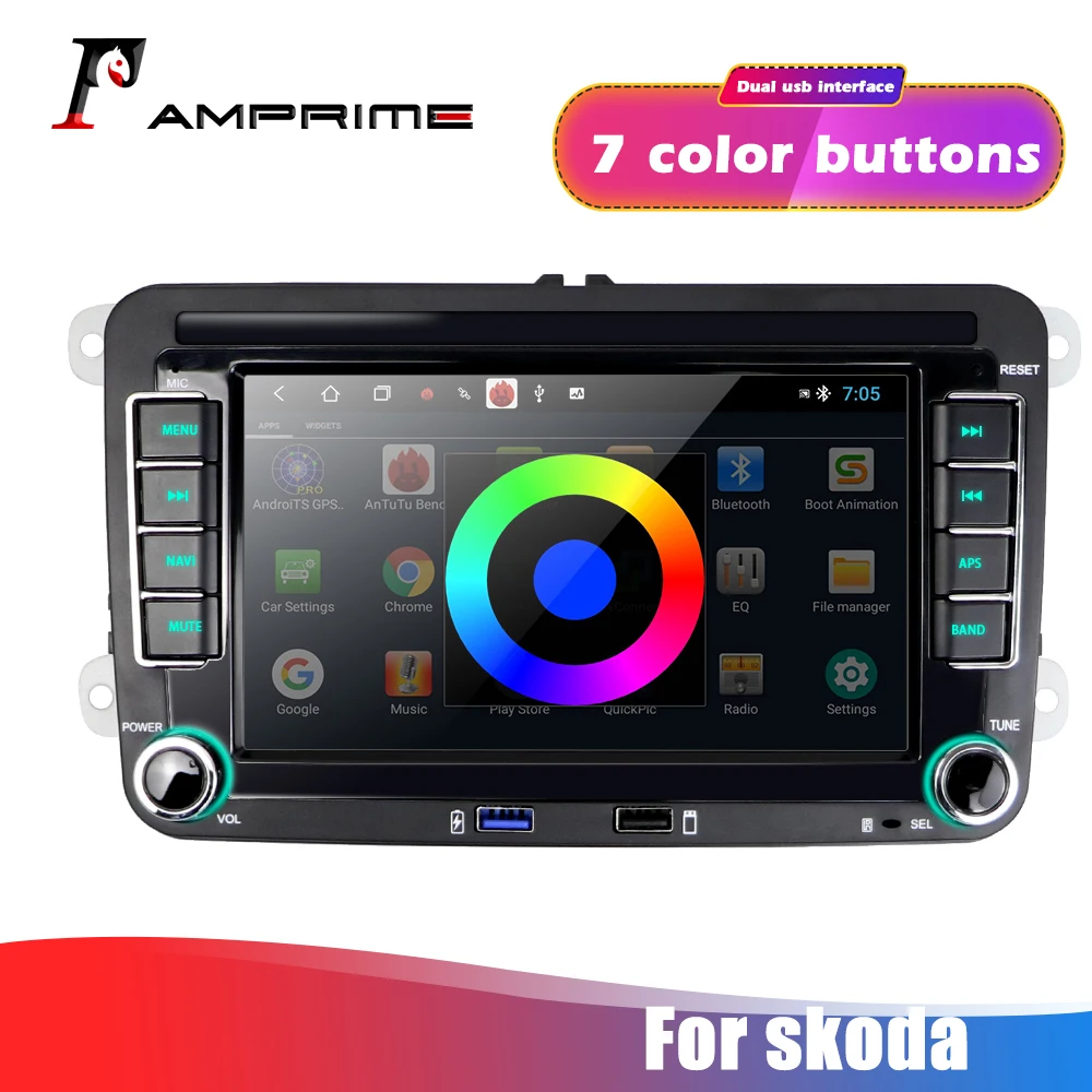 Автомобильный мультимедийный видеоплеер AMPrime стерео система на Android 10 с 7