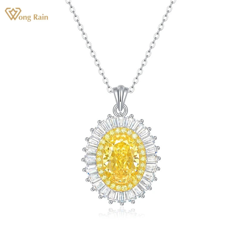 

Wong Rain, классика, Стерлинговое Серебро 925 пробы, овальный вырез, создан, Moissanite, драгоценный камень, вечерние, кулон, ожерелье, хорошее ювелирно...