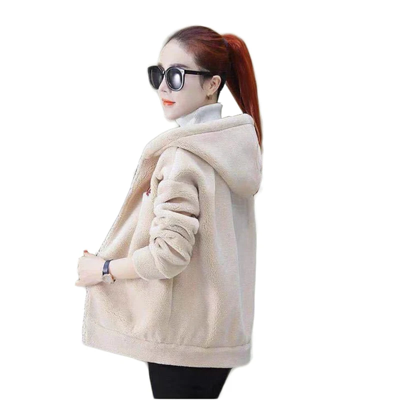 Fashion Youth clothing Shaggy Coat Women Fur coat Imitation lamb wool jacket Autumn / Winter Hooded Outerwear Factory Outlet 329