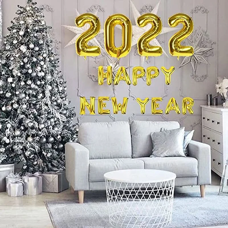 

2022 Balloons Rose Gold Silver Number Foil Helium Baloons Happy New Year Ballon Merry Christmas New Year Eve Party Decor Noel