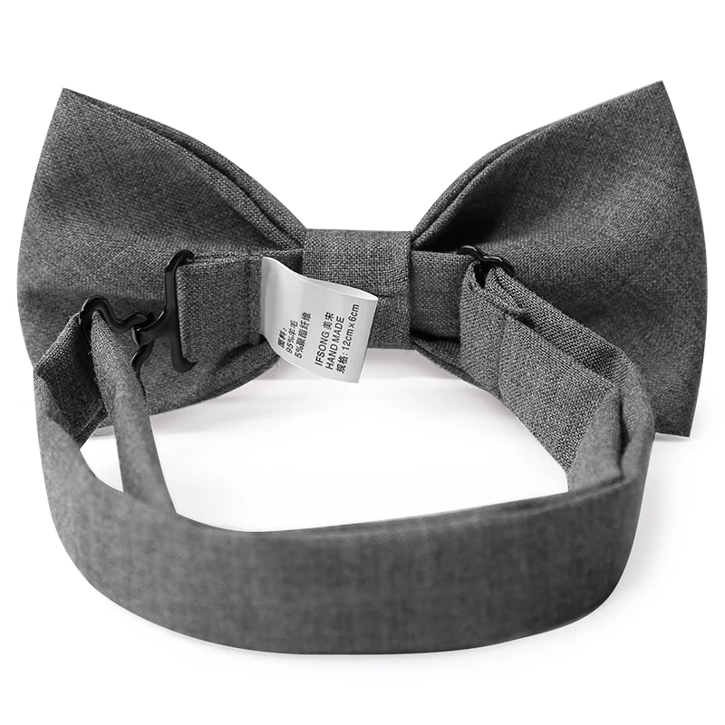 

2019 New Fashion Men's Bow Ties for Wedding Double Fabric Wool Gray Black Bowtie Banquet Anniversary Butterfly Tie with Gift Box