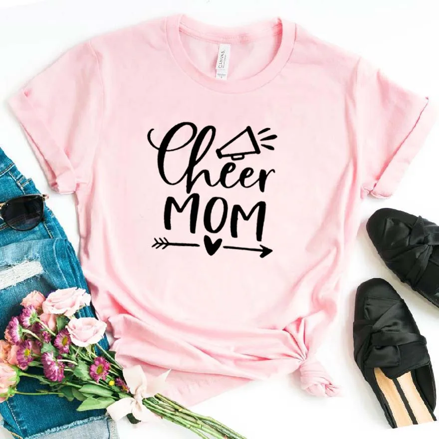 Надпись Cheer Mom Vibes отряд футболка забавная Женская Повседневная гранж футболки