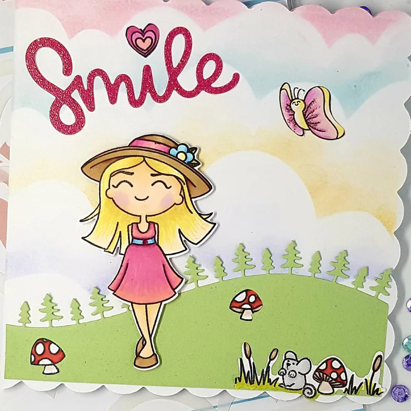 Новинка 2020 металлические штампы и координационный штамп с улыбающейся девушкой