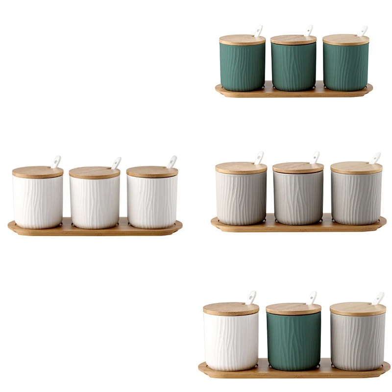 Creative Ceramic Seasoning Jar Box Bottle Salt Shaker Set | Дом и сад