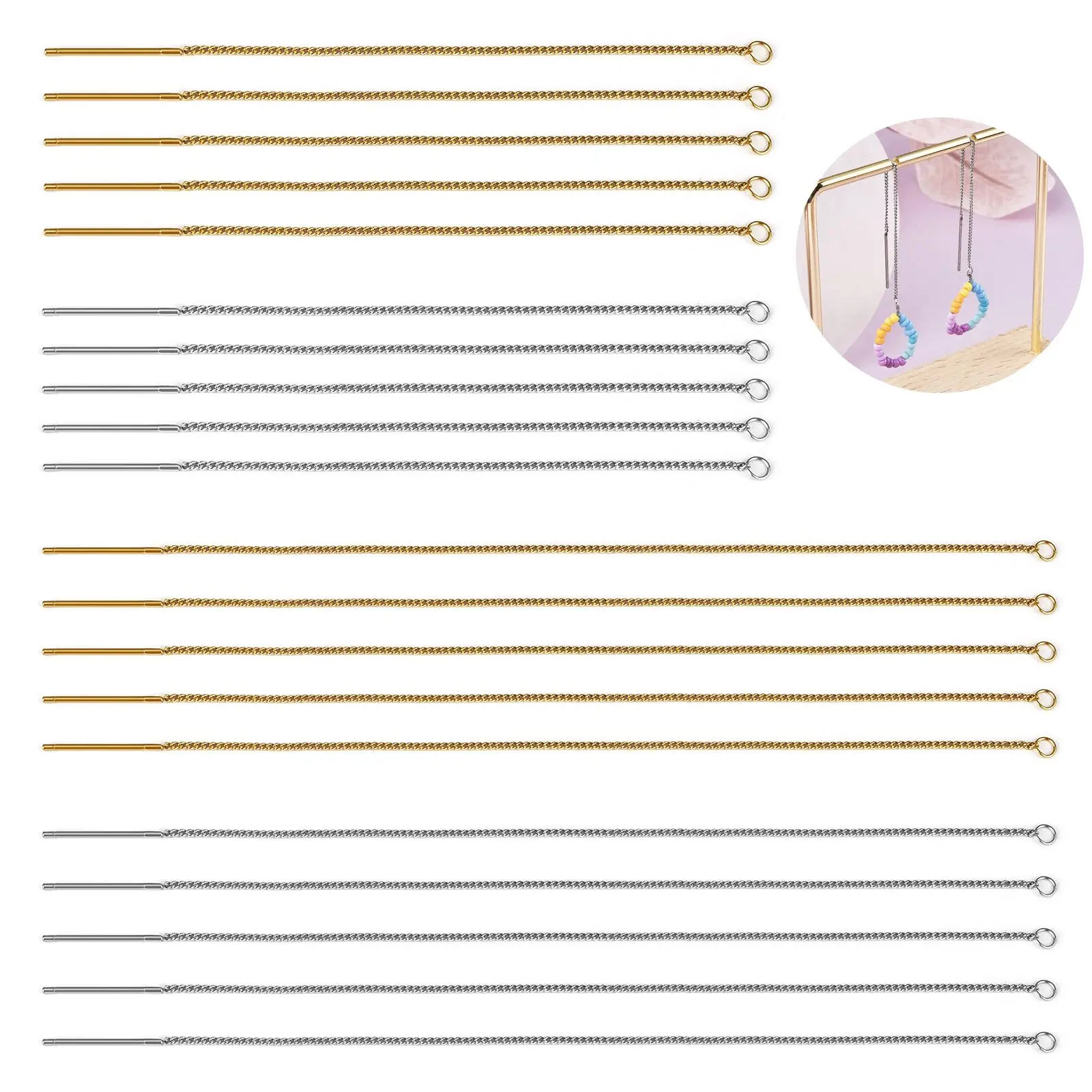 

10Pcs 8/10cm Stainless Steel Tassel Chain Drop Earrings Ear Line Gold Silver Color DIY Jewelry Making Findings Accessories